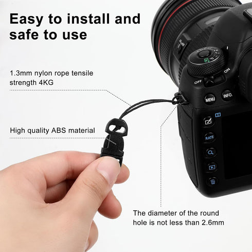 Quick Release Camera Strap, 6 Pcs Black QD Loops Connector for Digital Cameras, Binoculars