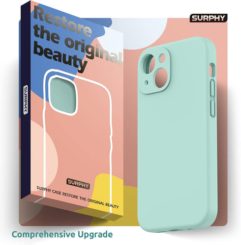 SURPHY Mint Green Compatible Case for iPhone 13 with Screen Protector, (Camera Protection + Soft Microfiber Lining),