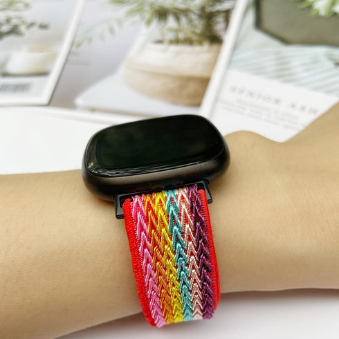 Elastic Bands for Fitbit Versa 4 & Sense 2, Adjustable Stretchy Straps Replacement for Versa 3 & Sense Bands