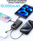 AYEWAY 10,000mAh Mini Portable Charger with Built-in Cable, USB C Fast Charging Power Bank with 4 Outputs, External