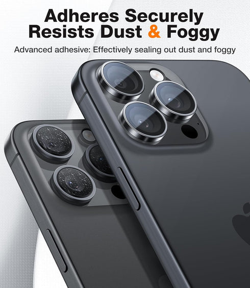 TORRAS LensGuard iPhone 15 Pro/iPhone 15 Pro Max Camera Lens Protector, Aerospace Grade 9H Tempered Glass, Black