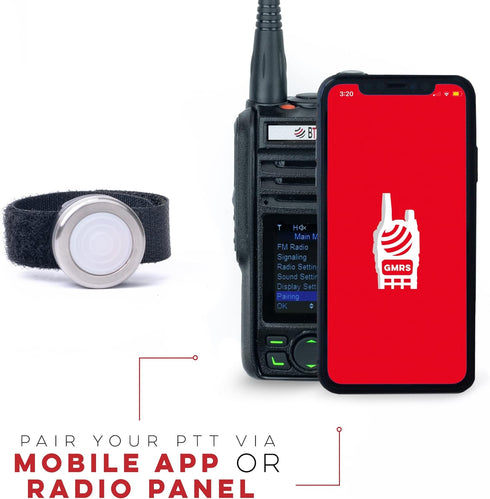 BTECH BS-PTT Wireless PTT (Push-to-Talk) Device - Compatible with GMRS-PRO Radios and HFP Bluetooth Headsets for Effortless Wireless Communication