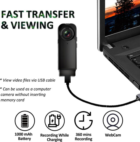 Ahheyie 1080P 64GB 4-6 Body Camera with Memory Card, Night Vision Camcorder HR Battery Life Wearable BodyCam