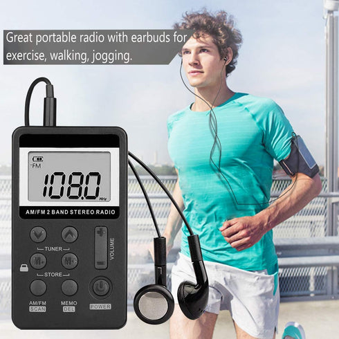 Personal AM/FM Pocket Radio, Portable VR-robot Mini Digital Tuning Walkman Radio with Rechargeable Battery for