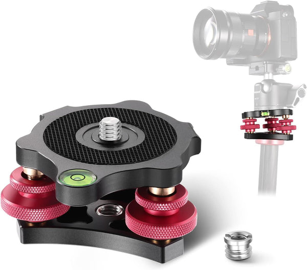 NEEWER Tripod Head Leveling Base Camera Leveler, Aircraft Grade Aluminum Alloy, 3 Axis Tri Wheel Head