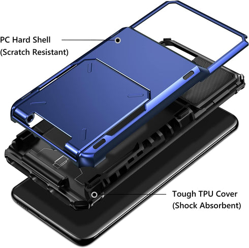Vofolen Wallet Case for Galaxy S21 Ultra, Credit Card Holder, 4-Card Flip Cover, Dual Layer Hybrid Hard Shell (Navy)