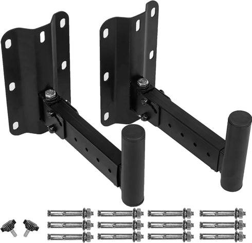 Heavy Duty Speaker Wall Mounts, Adjustable PA Speaker Bracket Holders, 2 Packs Black, Support up to 110lbs, Swivel &