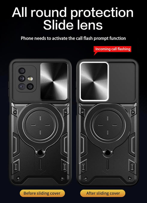 Military Grade Phone Case for Samsung Galaxy A71 5G, Heavy Duty TPU+PC, Built-in Kickstand, Magnetic Rotate Ring Holder