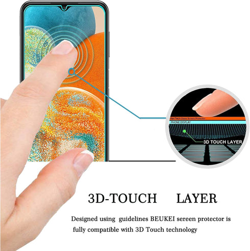 beukei Screen Protector (3 Pack) for Samsung Galaxy A23 5G / A23 - Tempered Glass, Touch Sensitive, 9H Hardness