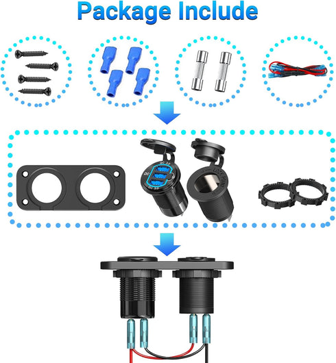 12 Volt USB Outlet Cigarette Lighter Socket: Ouffun 54W Multi QC3.0 Car USB Port with Power Switch for Car Boat RV