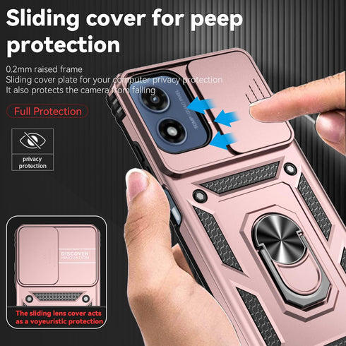 Moto G 5G 2024 Case with Slide Camera Cover, HD Screen Protector, Military Grade Drop Tested Magnetic Ring Holder