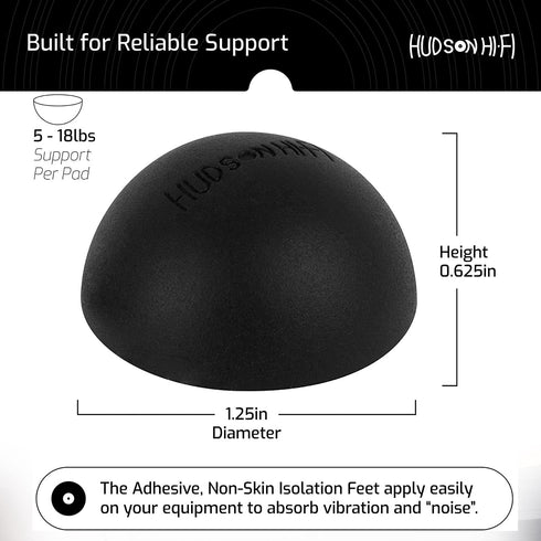1.25" Platinum Silicone Speaker Isolation Pads - 4-Pack Non-Skid Adhesive Feet for Record Player and Subwoofer Isolation