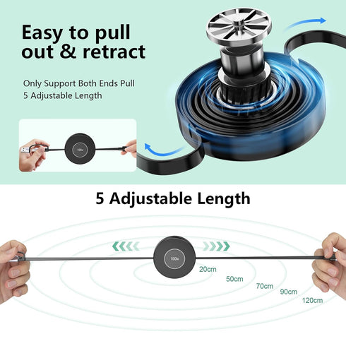 100W USB C Retractable 5-in-1 Charging Cable, Multi USB A/Type C to Lightning, 4FT PD 5A Fast Charger for iPhone,