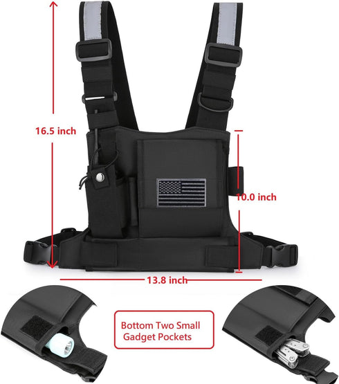 Versatile Chest Bag Vest Rig for Two Way Radio Walkie Talkie Hands-Free Chest Pack