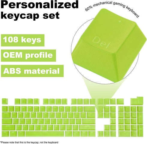 MECCANIXITY 108 Keys Pudding Keycaps Set OEM Profile 60 Percent ABS for Mechanical Keyboard Layout, Green Double Shot by MECCANIXITY