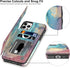 LETO Luxury Flip Folio Leather Wallet Case for iPhone 13 Pro Max, Card Slots Protective Shell (Opal Marble Blue Purple)