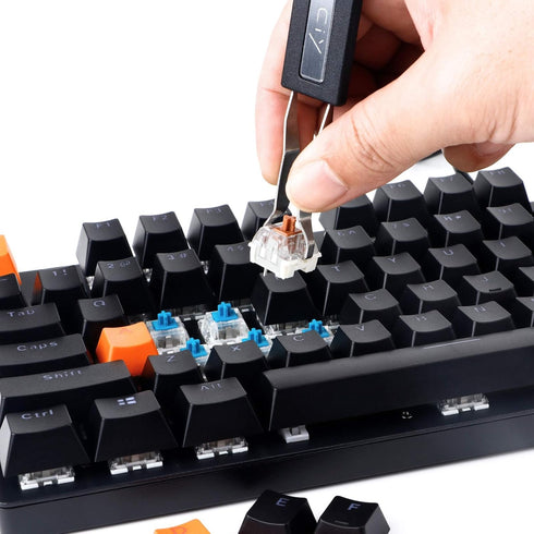 Keycap Puller Switch Puller Stainless Steel Tool with 2 Pcs Keyboard Cleaning Brush for Mechanical Keyboard