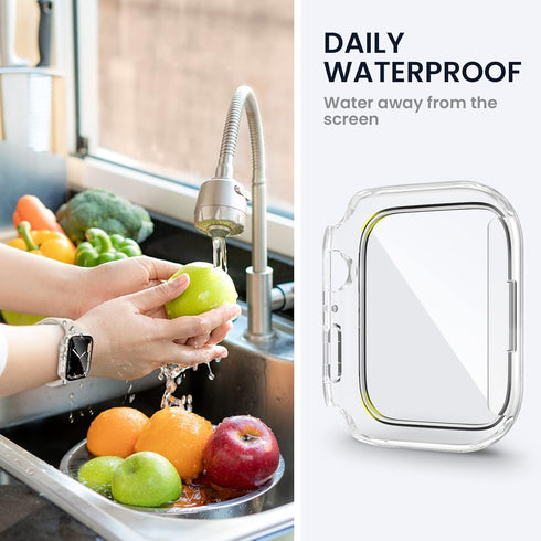 Tensea Waterproof Apple Watch Screen Protector Case for Series 9/8/7, 41mm, Tempered Glass Film, Sweatproof Bumper