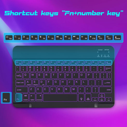 DTTO Bluetooth Keyboard, Wireless Rechargeable Keyboard for Android Tablet, Cell Phone, iPad Pro, Windows Surface