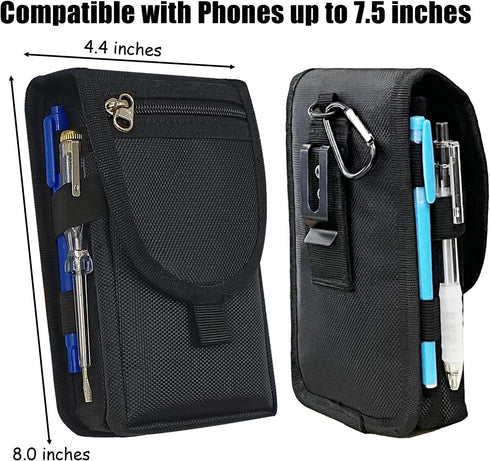 FAUDRECRO Dual Phone Holster with Belt Clip,Large Belt Smartphone Pouch for Men,Tactical Waist Cellphone