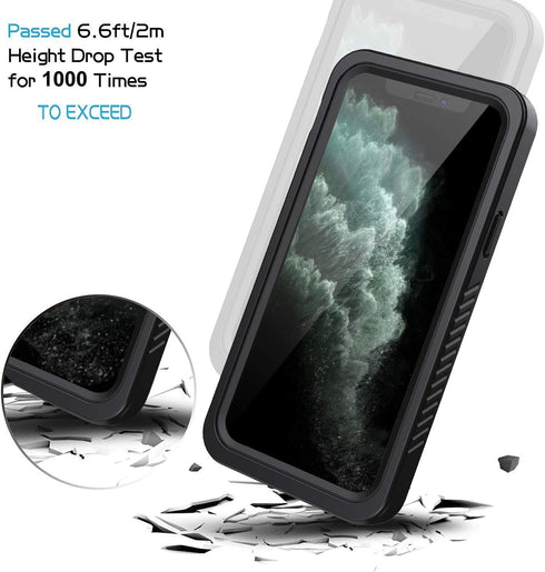 Lanhiem iPhone 11 Pro Case, IP68 Waterproof Dustproof with Built-in Screen Protector, Heavy Duty Clear Back Cover