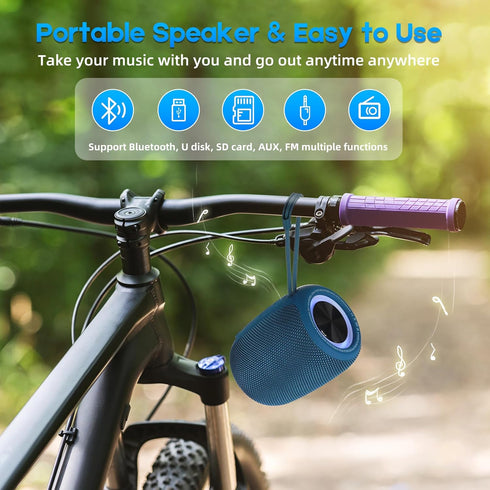 Portable Bluetooth Speaker, BT5.3 Wireless 20W Bass Speaker with Multi LED Light Modes, IPX6 Waterproof, 16H Playtime
