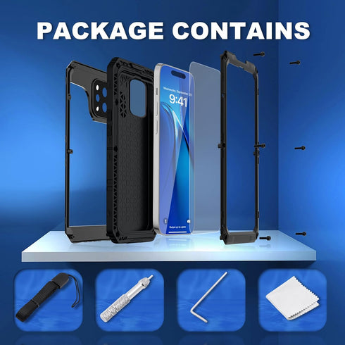 Mitywah iPhone 14 Pro Max Waterproof Case, Heavy Duty Metal with Built-in Screen Protector, Military Grade Drop