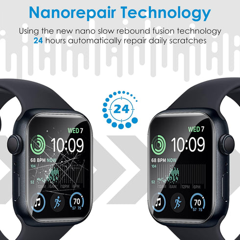 UniqueMe 6 Pack TPU Screen Protector for Apple Watch 44mm SE Series 6/5/4, Anti-Scratch Soft HD Clear Film