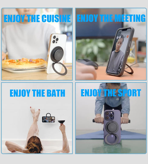 R Stand Phone Grip Magnetic Base for iPhone 12 13 14 Series, Compatible with MagSafe Cases, Removable Socket Grip Base
