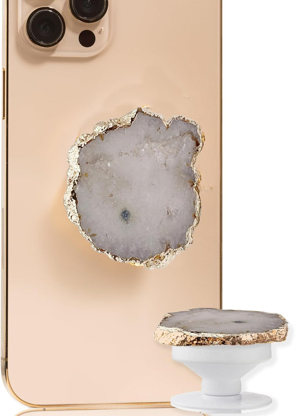 CRYSTALFY Grips by Perfectly Imperfect White Druzy Crystal Phone Grip Holder & Expanding