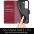 SUANPOT Leather Wallet Case for Samsung Galaxy S22, RFID Blocking Flip Folio Book, Shockproof Cover for Men Women (Red)