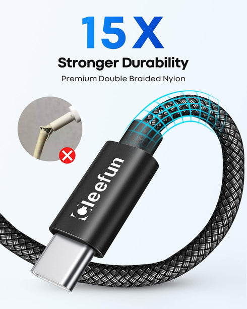 CLEEFUN USB C Cable 3ft (5-Pack) - Fast Charging Braided Cord for iPhone 15 Pro Max, Samsung Galaxy S24/S23/S22/S21/S20