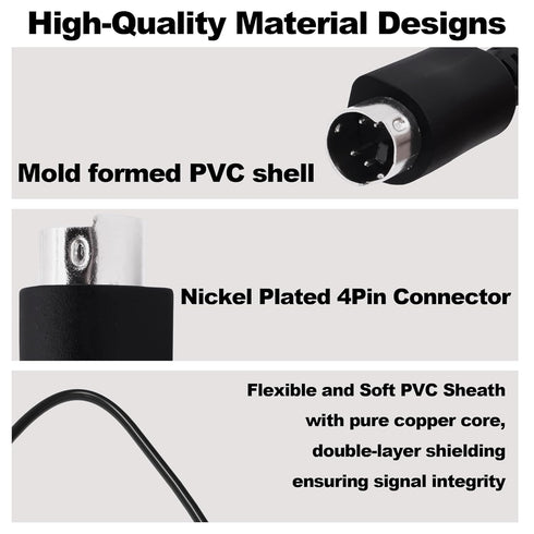 YARCHONN 4 4 -30cm S-Video Cable Mini Din Pin SVideo Y Splitter Extension Cable Pin Mini Din SVHS Y Splitter Lead Cord
