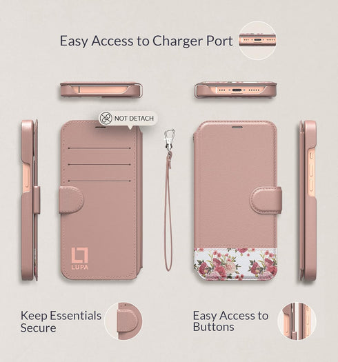 Compatible iPhone 11 Wallet Case for Women and Men, Slim Durable Faux Leather with Card Holder, Floral Charm