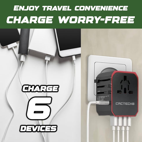 CACTECHS 4 1 International Universal Travel Adapter Worldwide USB Type C Travel Charger, EU UK European Travel Plug