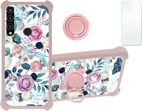 jioeuinly Orbic Myra 5G Phone Case, Colorful Reflect Light, with Tempered Glass Screen Protector, Hard PC + Soft