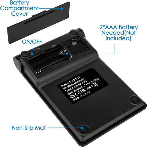 Foloda Bluetooth Wireless Number Pads, Portable 22 Keys Numeric Keypad for Laptop, PC