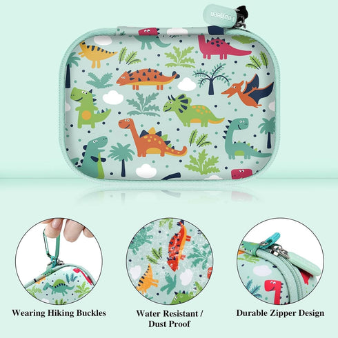 Leayjeen Kids Camera Case, Green Dinosaur for Goopow/Mgaolo/HOOMOON/Hangrui Kids Camera Toys, Best Easter Birthday Gift