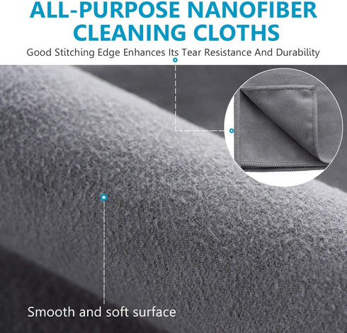 Screens Cleaning Microfiber Suede Cloth, 8 Pack Streak Free Lint Free Large Rag for Electronics Devices, 12x12in