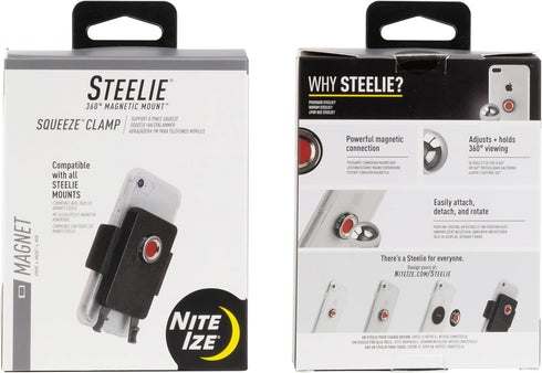 Nite Ize Steelie Squeeze Clamp - Magnetic Cell Phone Holder for Dashboards, Vents, Compatible with MagSafe iPhones