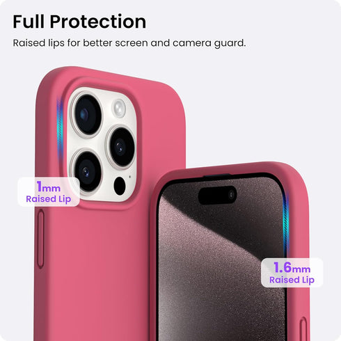 ORNARTO Compatible with iPhone 15 Pro Max Case 6.7", Slim Liquid Silicone 3 Layers Soft Gel Rubber Shockproof