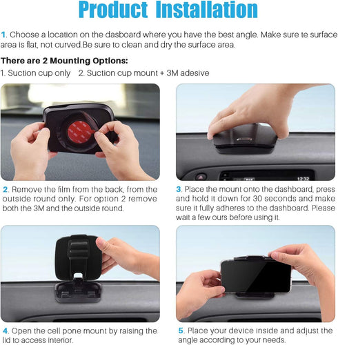 WixGear Car Phone Mount, Dashboard Cell Phone Holder for Smartphone, Mobile Phone Car Mat Pad