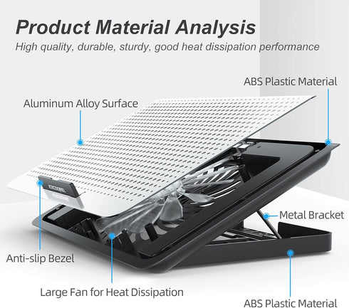 ICE COOREL Aluminum Laptop Cooling Pad 2023 Upgrade, Stand with 7 Height Adjustable, for 12-15.6 Inch Laptops