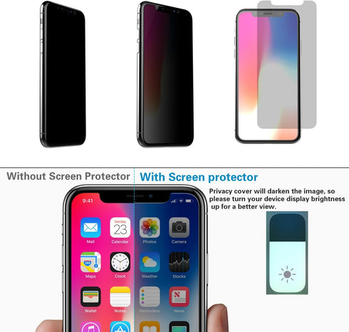 Mcgojo 2 Pack Privacy Screen Protector for iPhone 15 Pro Max 6.7" - Anti-Spy Tempered Glass, Touch Sensitive, Easy