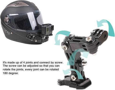 34in1 Motorcycle Helmet Chin Mount Kits for GoPro Hero 10 9 8 7 & Other Action Cameras with Sticky Mounts