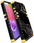 Black Gold Marble Case for Samsung Galaxy A03S 4G, Luxury Square Soft TPU Shockproof Protective Hard PC Back