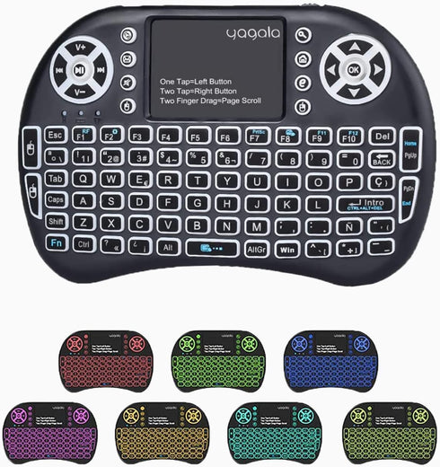 Backlit Mini Keyboard with Touchpad Mouse, Portable 2.4GHz Wireless for iPad, PC, Android TV Box