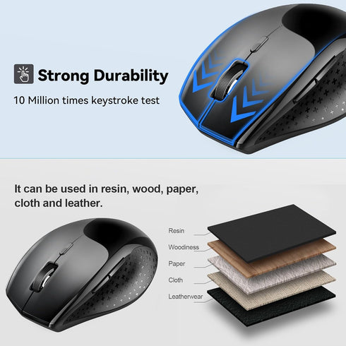 TECKNET Bluetooth Mouse, 4800 DPI Wireless Computer Mouse, 2-Year Battery, 6 Adjustable DPI