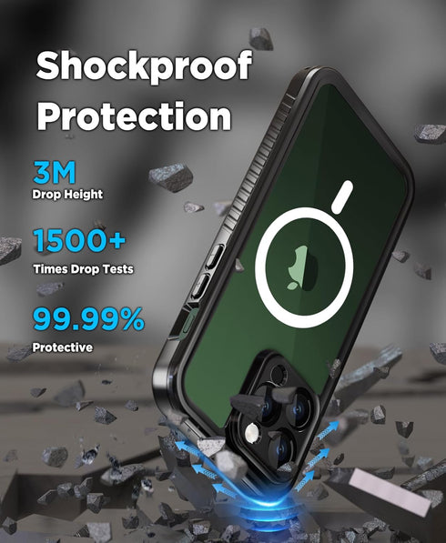 Beeasy iPhone 13 Pro Waterproof Case (6.1"), Compatible with MagSafe, 360 Degree Outdoor Protective Case with Screen