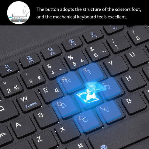 Ultra-Slim Bluetooth Keyboard, Portable Mini Wireless Rechargeable for Apple iPad, iPhone, Samsung Tablet (10 inch